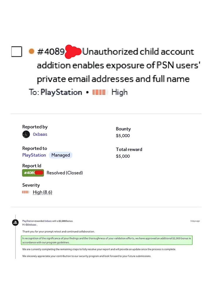 PSN family management flaw report