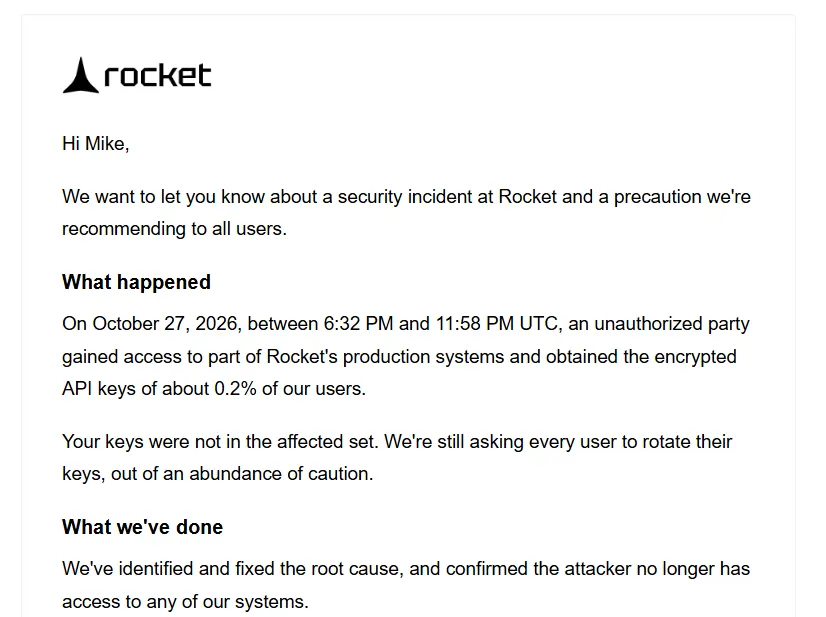 Rocket Security incident